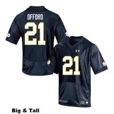 Notre Dame Fighting Irish Men's Caleb Offord #21 Navy Under Armour Authentic Stitched Big & Tall College NCAA Football Jersey BSC1699VN